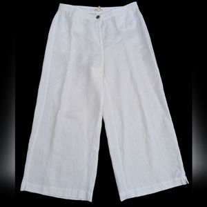 Eileen Fisher *Sz 6 * Organic Heavy Linen White Cropped Pants Wide Leg